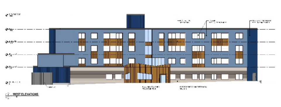 A rendering of the planned Larga building, as shown in city documents.